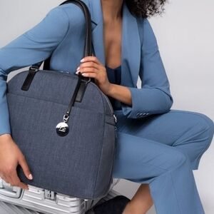 NWT LO & SONS THE OMG LAPTOP WEEKENDER BAG - HEATHER SLATE BLUE / SILVER / GREY